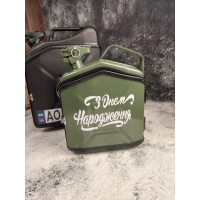 Міні бар каністра зелена на 5л. з посудом у подарунок чоловікові, хлопцю / Подарунковий набір для чоловіка