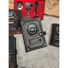 Обкладинка Opel портмоне для грошей, карток, документів 3в1 із натуральної шкіри.